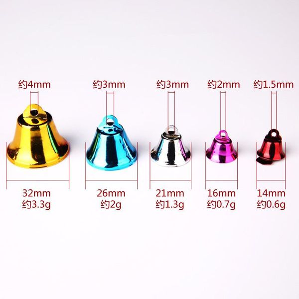 

50pcs set 14mm 16mm 21mm metal mixed color bell trumpet bells for christmas tree decor handmade jewelry pendants accessories sqczyn pp2006