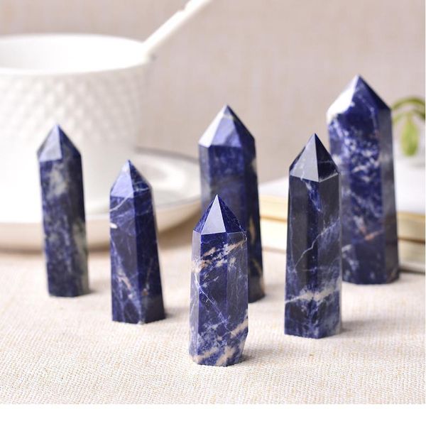 

1pc natural crystal point sodalite stone healing obelisk blue quartz wand ornament for home decor reiki energy stone jllinb, Black