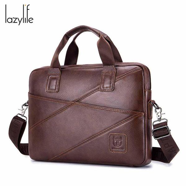 

lazylife men women 15 inch lapbriefcase genuine leather business handbag for men large capacity messenger shoulder bag