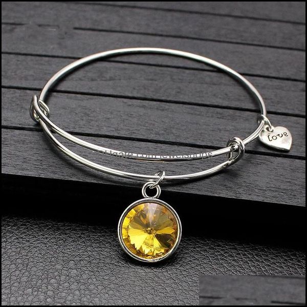 

bangle bracelets jewelry sier plated metal gemstone charm adjustable 12 colors life stone bracelet drop delivery 2021 bmca0, Black