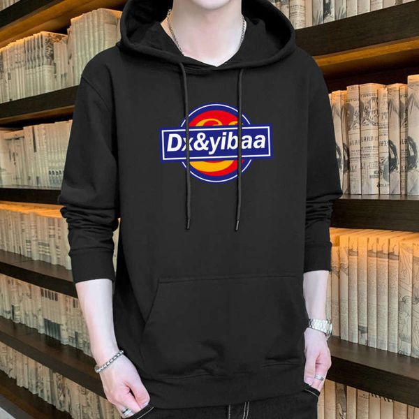 

sweater men's cotton hooded long sleeve casual fashion fashionable printed pattern sportswear, Gray