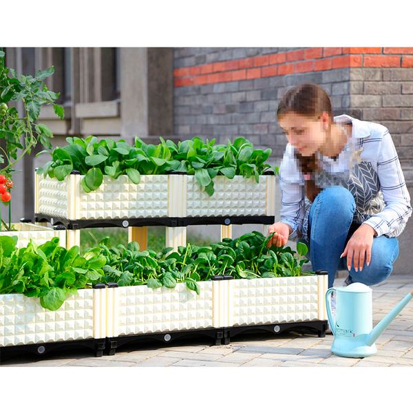 KRAFLO Gemüse-Pflanztöpfe Rechteckiger Familien-Balkon-Blumen-Großer Pflanzkasten Nicht-Schaumstoff-Plastiktopf