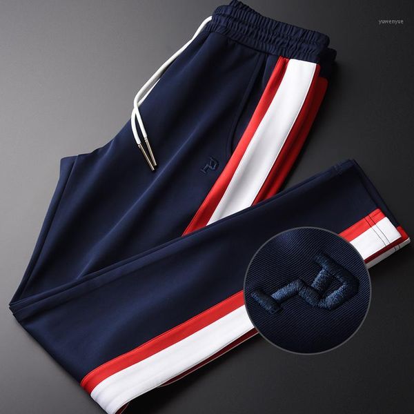 

minglu contrast color man pants plus size 4xl luxury silky fabric spring men casual pants hight quality slim fit mens trousers1, Black