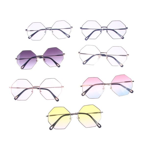

women brand designer fashion sunglasses men hexagon metal frame vintage sun glasses small frame polygon clear lens sunglasses, White;black