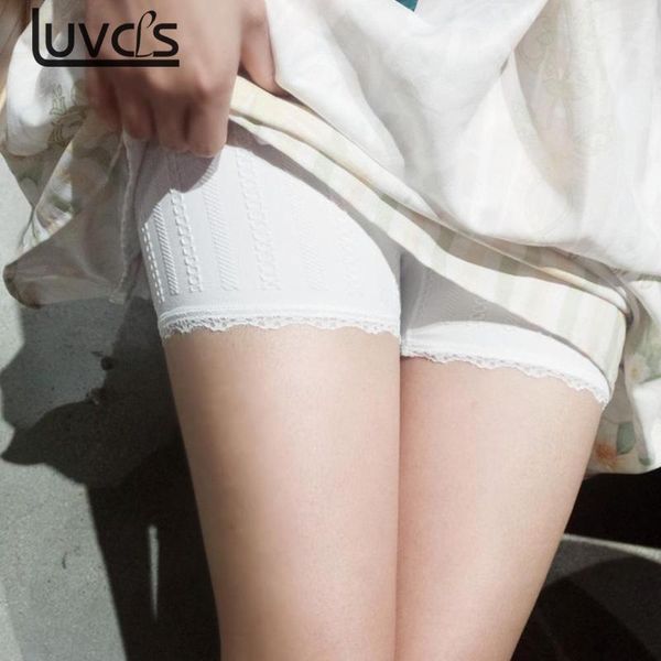 

women safety short pants elastic anti chafing lace trousers underwear middle waist safety short pants size1, Black;pink