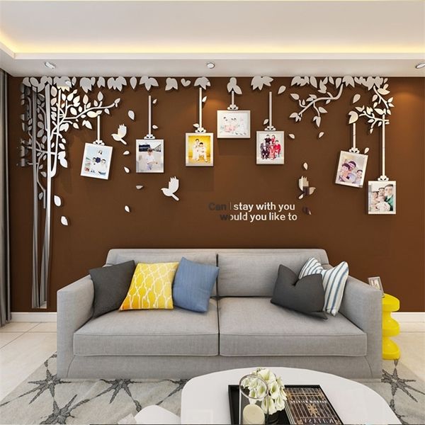 Fotorahmen 3D Wandaufkleber Acryl Baum Rebe Abziehbilder Moderne Kunst Wandaufkleber Wohnzimmer Sofa TV Home Hintergrund Dekor 5 Größen 201211