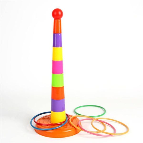 Anello da cerchio genitore-figlio Giocattoli colorati in plastica Sport Ring Toss Game Set per giochi da esterno per bambini LJ201114