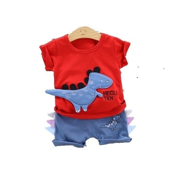 

summer children baby boys girls clothes cartoon patch t-shirt shorts 2pcs/sets toddler fashion cotton clothing infant tracksuits y200803, White