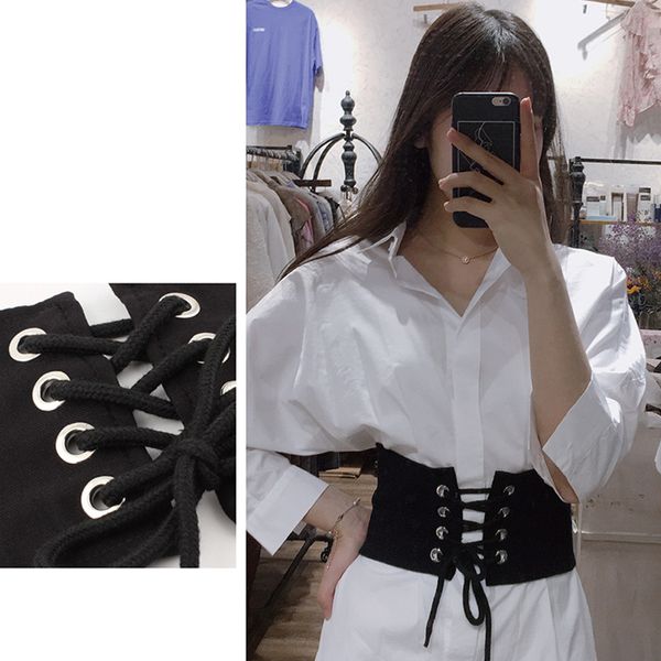 

ins harajuku korean plastic waist black zipper lace up female cummerbunds fashion casual ulzzang chic waist seal, Black;brown