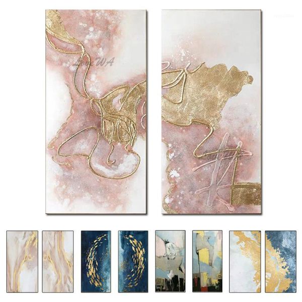 

large size group 2 pcs hand painted abstract oil painting on canvas wall picture art living room home 2 panel wall art decor1