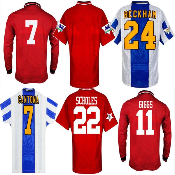 

1993 1994 1995 1996 2006 beckham scholole keane giggs ретро 94 95 96 ince irwin cole hughes man classic home 3rd футбольная рубашка, Black;yellow