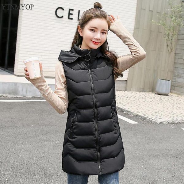 

women's vests ytnmyop plus 4xl long vest jacket coat outerwear sleeveless thicken warm autumn winter women waistcoat cotton women1, Black;white