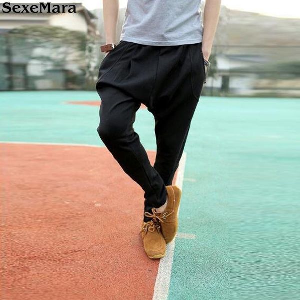 

2020 men harem pants baggy hip hop dance sweat pants solid color casual trousers1, Black