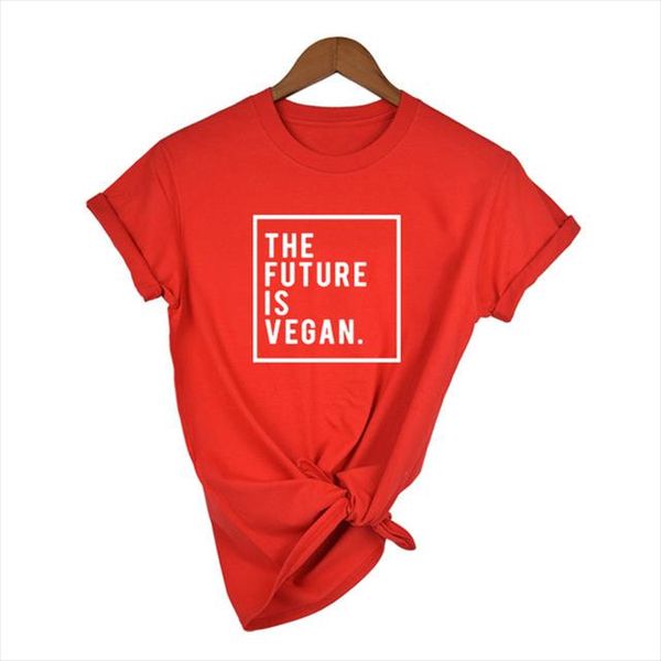 

the future is vegan t shirt women short sleeve fashion slim fit women tshirt streetwear tee shirt harauku tumblr quotes clothes, White