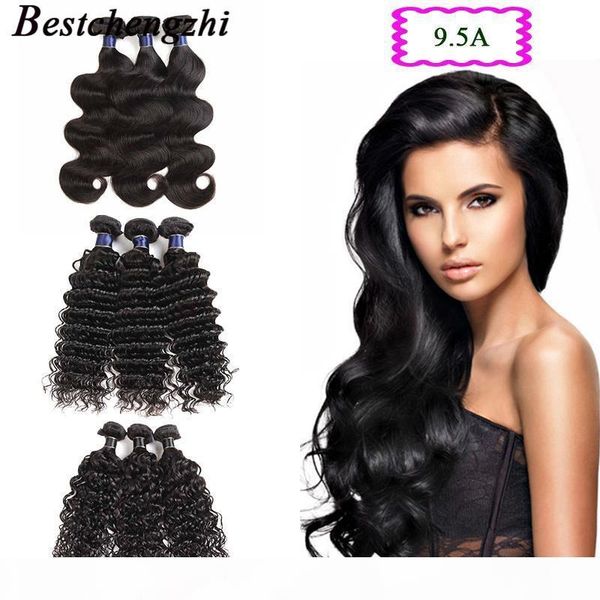 

9.5a peruvian body wave virgin hair bundles peruvian deep wave human hair extensions peruvian indian virgin hair loose deep wave, Black