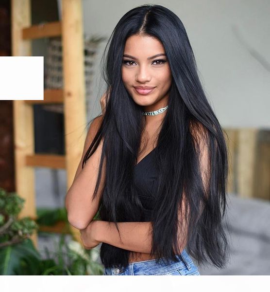 

30 inch long human hair lace front wigs pre plucked glueless virgin peruvian long straight 28 30 inches full lace wig bleached knots, Black;brown