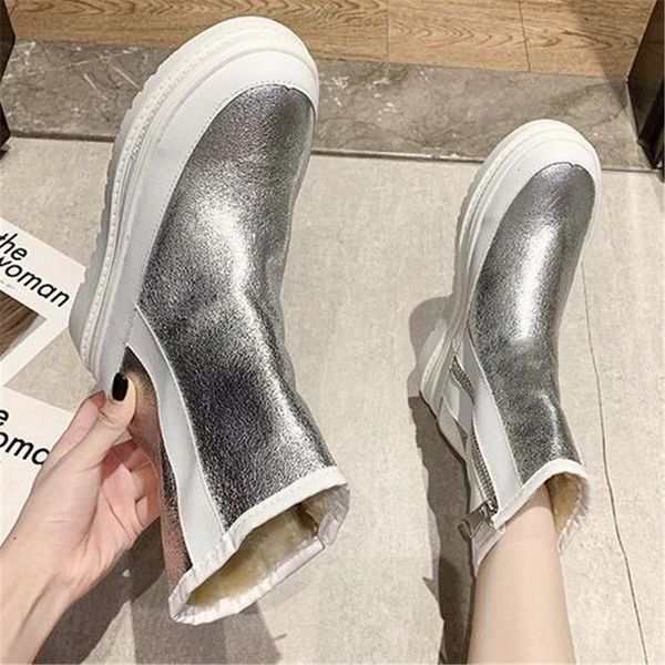 

women's 2021 new snow med tube boots plush anti-slip slip student cotton winter thick shoes female soles bztu, Black