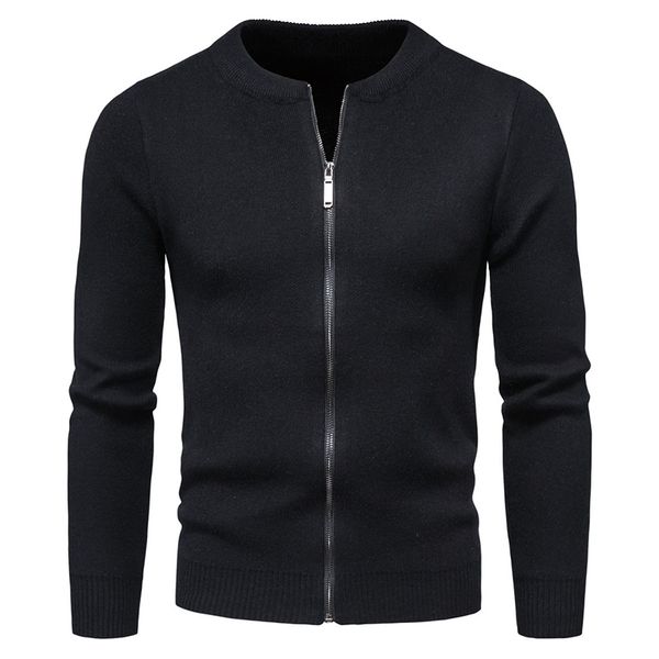 

new autumn men cardigan sweater fashion o-neck knitted sweater men zipper sweatercoat black men's knitwear blusas masculinas, White;black
