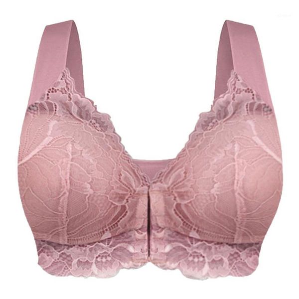 

woman lace bras adjustable sports bra push up front closure extra-elastic breathable lace trim bra large sizes woman1, Red;black