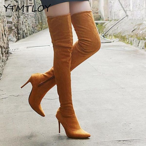 

2020 women shoes woman plus big size 35-43 over the knee boots high heels party long boots botas de mujer, Black
