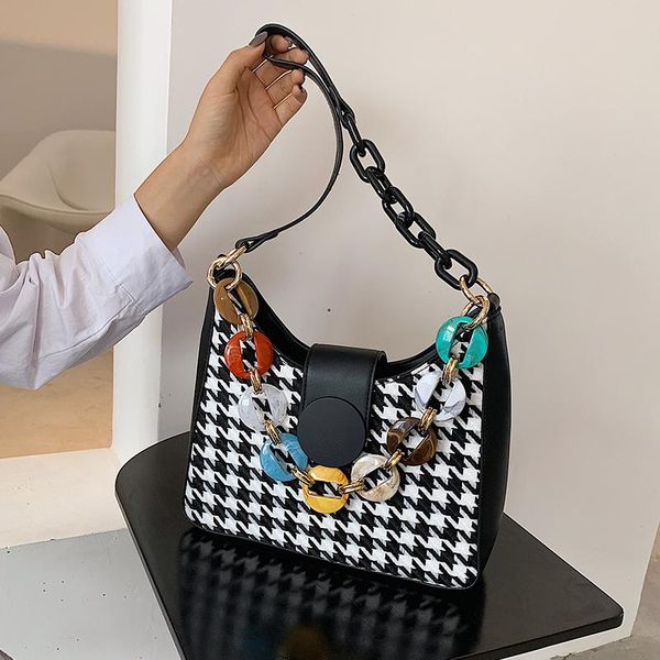 

unique design high-end women's bag 2020 autumn/winter new fashion woolen chain one-shoulder underarm bag hand width 26cm