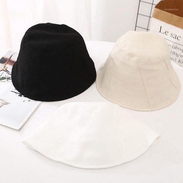 

new summer japanese niche design breathable bucket hat female korean version of solid color fine lattice fisherman hat sun1, Blue;gray