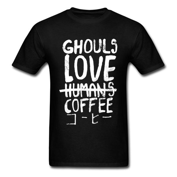 

horror anime tshirt tokyo ghoul love humans coffee oversized crew neck retro letter black tees sport hooded sweatshirt hoodie men t shirt