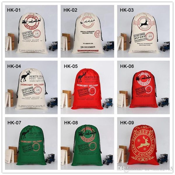 

santa sack canvas christmas candy bag xmas reindeer tote bags festival party gift drawstring pocket toy storage sacks for children 39 styles