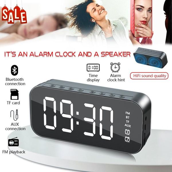 

wireless bluetooth speaker alarm clock card small speaker mirror mobile phone sound intelligent control multifunctional hd