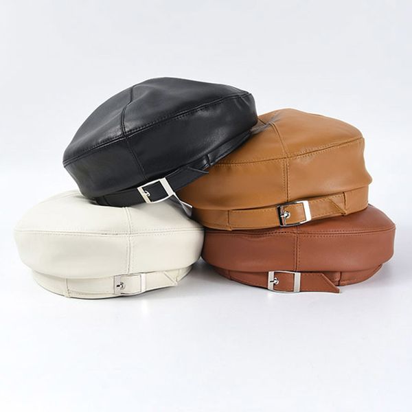 

maxsiti u темперамент марочные пряжки pu кожаный берет осень женщин и зимой моды легко матча плоской верхней крышкой художника, Blue;gray