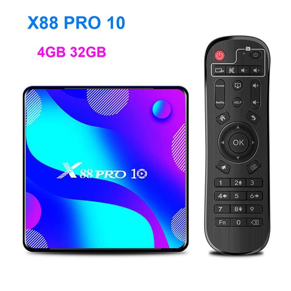 Android 11 Smart TV Box X88 PRO 10 4 ГБ 32 ГБ RK3318 BT4.0 TVBOX Двойной Wi-Fi Медиаплеер Youtube 4K Телевизионная приставка