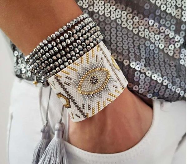 

rttooas turkish evil eye bracelets for women pulseras mujer moda 2020 miyuki jewelry handmade loom beads charm11, Golden;silver