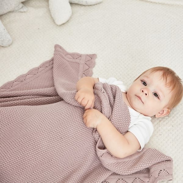 

baby blankets knitted 100%cotton newborn infant swaddle wrap blanket 100*80cm winter warm toddler kids stroller bedding covers y201009