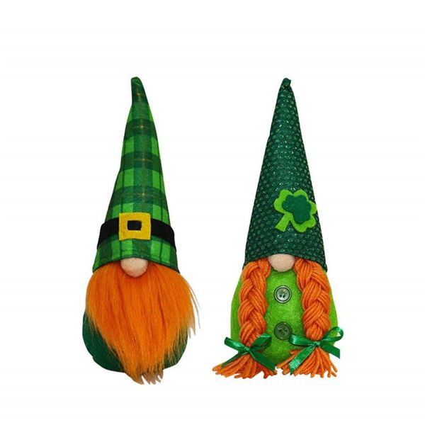 

st.patrick's day gift gnome plush elf decorations green buffalo plaid handmake scandinavian tomte table ornament jk2101xb