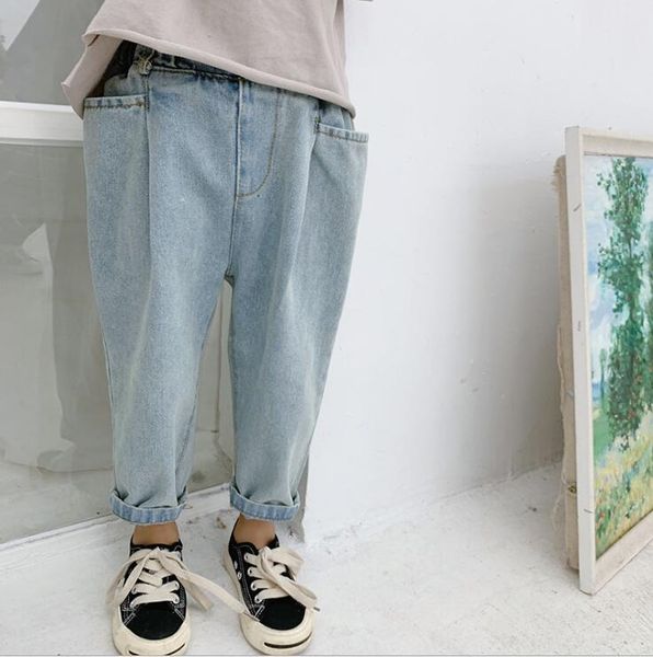 

2020 selling girls boys denim pants spring fashion kids jean pants 2-7t pe383, Blue