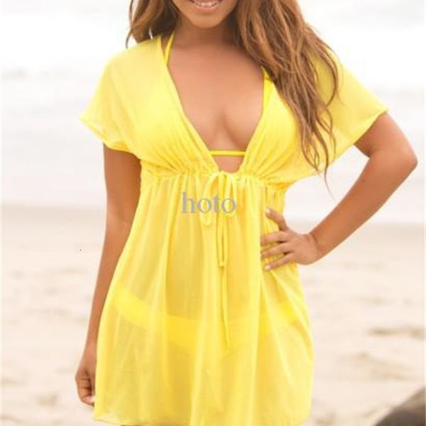 

deep wholesale-summer women style 2015 fashion v-neck bikini cover up beach dress batwing sleeve loose casual mini, White;black