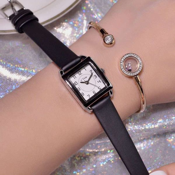 

miniature women's watch rectangular belt korean fashion fashion trend female students thin band waterproof watch, Slivery;brown