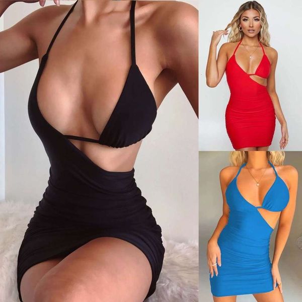 

2021 women's bag hip skirt summer suspender pleated nightclub drs, Black;gray