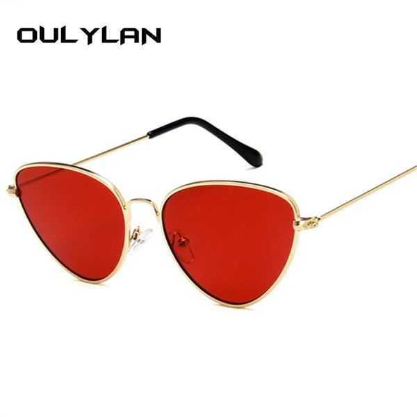 

oulylan women cat eye sunglasses classic designer sun glasses ladies retro metal eyeglasses vintage red sunglasses female uv400, White;black