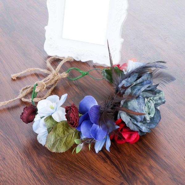 

haimeikang fashion garland wreath of flowers plaiting women girls flower crown feather headbands wedding hair acc qylpor