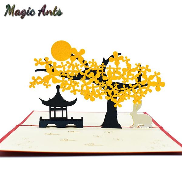 

3d кролик цветок всплывающий карты подарок на день рождения с конвертом наклейки laser cut животных поздравительные открытки открытки середи