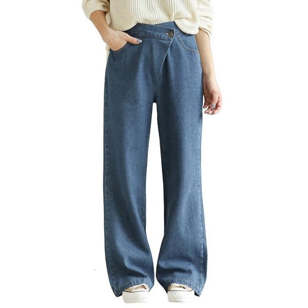 

japanese style woman wide leg denim trousers loose palazo pants for women high waisted mom jeans boyfriend blue jean femme