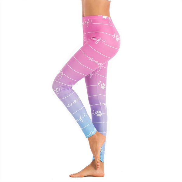 

brands women fashion legging line gradient color printing leggins slim legins high waist punk leggings woman fitness pants, Black