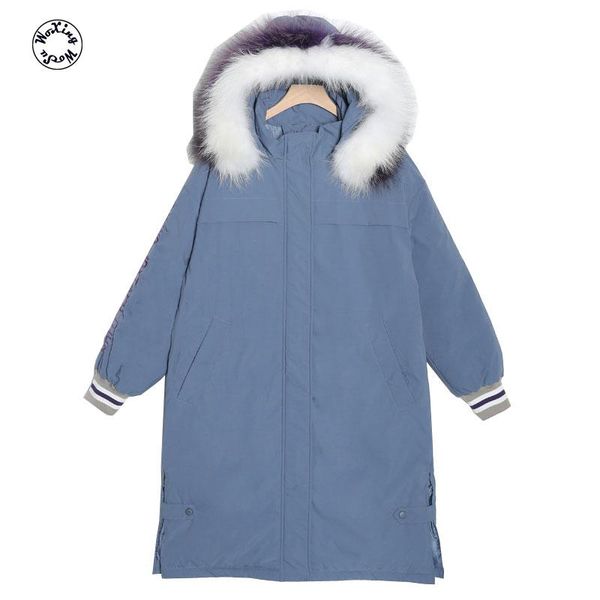 

2020 winter women's warm jacket korean embroidery school big wool collar quilted jacket thickened long hooed coat, Black