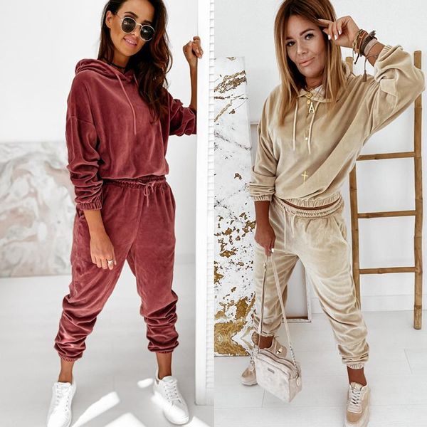 

hirigin autumn velour tracksuit womens velvet set woman tracksuit sets winter velvet suit two piece set women 2 piece outfits, Gray