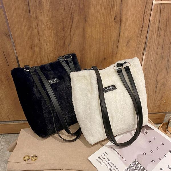

shoulder bags simply crossbody cow printed plush messenger bag student school satchel handbags for women 2021