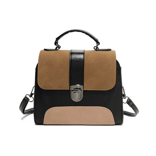 

contrast color leather crossbody bags for women 2019 handbag fashion vintage simple shoulder messenger ladies cross body bag, Red;black