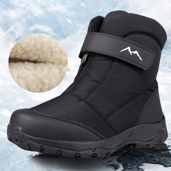 

winter men boots shoes high-water-resistant cotton shoes male plus velvet mens warm snow boots outdoor mens winter s, Black