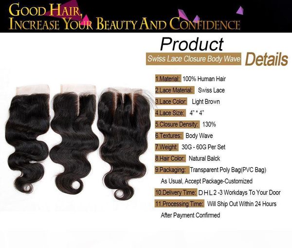 

brazilian body wave virgin hair lace closure middle 3 way part human hair closure unprocessed brazillian body wave hair lace closures, Black;brown