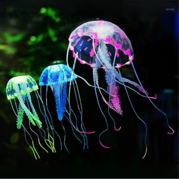 

5cm glowing effect artificial jellyfish fish tank aquarium aquario decoration quality silicon jelly fish tanks small ornament1